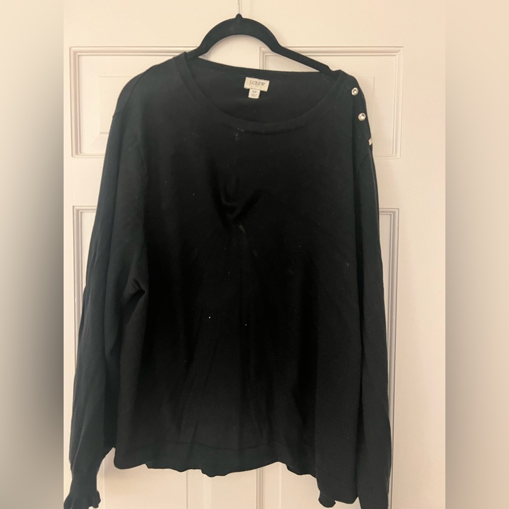 J.Crew Factory black sweater with diamond gem shoulder detailing size 2X